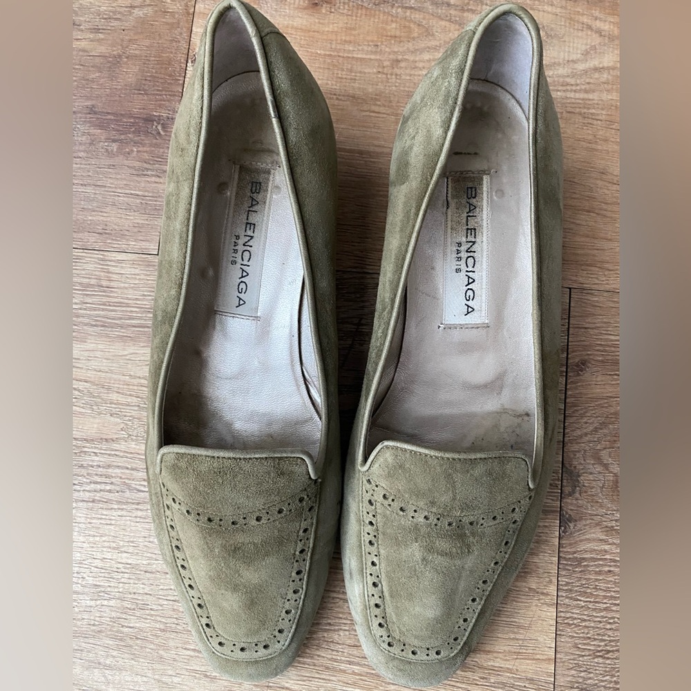 Balenciaga Green Suede Shoes